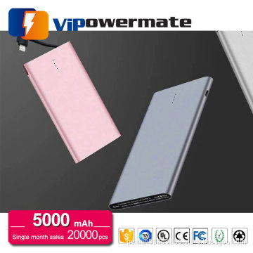High quality mini pocket built-in micro usb portable li-polymer mobile power bank 5000mah with phone